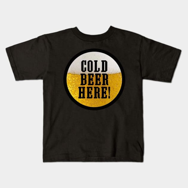 Cold Beer Here Kids T-Shirt by  The best hard hat stickers 